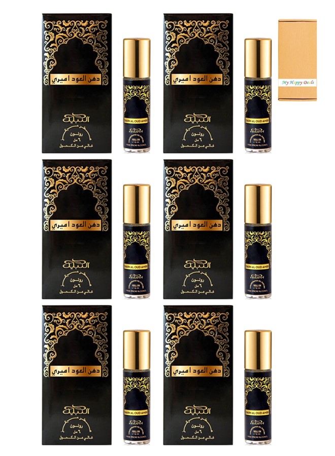 Nabeel Dahn Al Oud Amiri Alchohol Free Roll On Oil Perfume 6ML 6 Pcs
