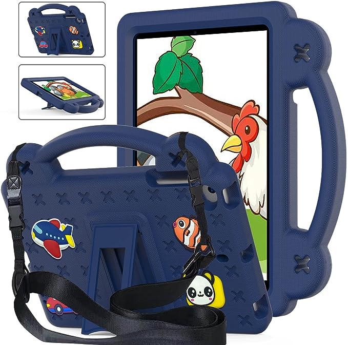 KM Shockproof Case Compatible with iPad 9th 10.2 Inch 2021 I pad pro 10.5 inches 2017 Ipad Air 3 10.5inches 2019 Kids Cover with Pencil Holder/Handle/Stand - Navy Blue