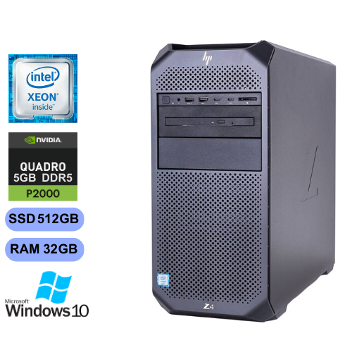 كمبيوتر HP Z4 G4 Workstation Professional ، Intel Xeon W-2123 3.6 جيجا هرتز ، 32 جيجا بايت رام ، قرص صلب 512 جيجا بايت SSD ، رسومات Nvidia Quadro P2000 5 جيجا بايت ، Windows 10 Pro