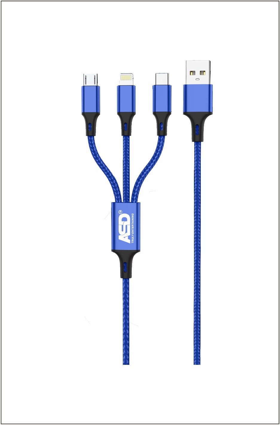 Trilogy Multi Fast Charging Cable | 6A 3 in 1 compatible super fast charge cable ASD-56C Blue