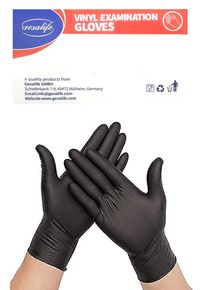 Powder Free Vinyl Disposable Black Medium Gloves 100 Pcs