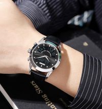 SKMEI Q036 Top Brand Muslim Men Watches Qibla Compass Adhan Alarm Hijri Calendar Islamic Al Harameen Fajr Time Wristwatch Leather Straps - SB
