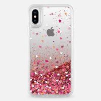 CASETIFY Glitter Case - Rose Gold Confetti Hearts for iPhone XS Max