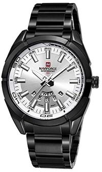 Naviforce Men's White Dial Stainless Steel Analogue Classic Watch - NF9038-BW