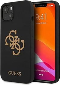 Guess Liquid Silicone Case Big 4G With Logo Print For Iphone 13 (6.1") - Black