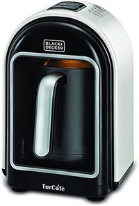 BLACK+DECKER Automatic Multipurpose Turkish Coffee Maker, Milk Warmer, Hot Chocolate Maker, 735W, 300 ml, White/Black - TCM730-B5