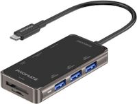 Promate USB-C Hub, Multi-Functional 8-in-1 Type-C Adapter with 100W USB-C Power Delivery Port, 4K HDMI, TF/SD Card Slot, RJ45 Port and 3 USB 3.0 Sync Charge Ports for MacBook Pro, XPS, PrimeHub-Mini