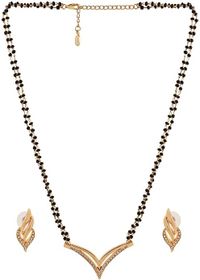 Estele 24 Kt Gold And Silver Plated Flighting Mangalsutra Necklaces For Valentines Day Gift