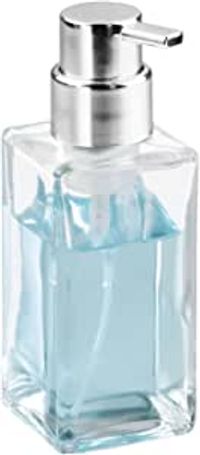 InterDesign Casilla Glass Foaming Soap Dispenser Pump for Kitchen, Bathroom - Clear
