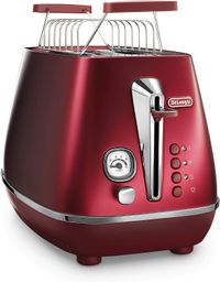 De'Longhi Distinta Flair Toaster CTI2103.R | 2 Slot Toaster | Bun Attachment | Removable Crumb Drawer | Glamour Red