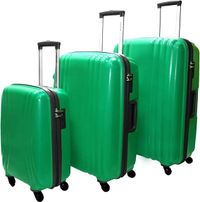 Highflyer Kelvin 3 Pc Hard Luggage Trolley Travel Bag - Green/Black