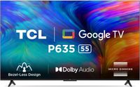 TCL 138.7 cm, 55 inches, Bezel-Less Series 4K Ultra HD Smart LED, Google TV, 55P635, Black