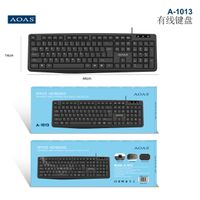 AOAS A-1013 Office Waterproof Wired Keyboard - High Quality - Long Key Life - Excellent Flexibility - USB plus and play