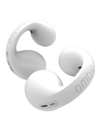 Ambie Sound Earcuffs AM-TW01 Bunching Earphones Bluetooth Waterproof Fully Wireless Comfortable To Wear/Full Compatibility Ear-clip Type Wearing Large-Capacity Charging HF Level Sound Quality - White