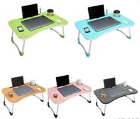 Foldable Laptop Table With Cup Holder Multicolour