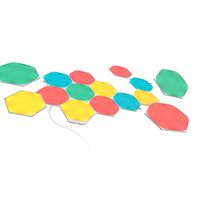 Nanoleaf SHAPES Hexagons Starter Kit - نظام لوحة LED WiFi ذكي مع مصور موسيقى ، ديكور فوري للحائط ، للاستخدام المنزلي أو المكتبي ، 16 مليون لون + ، استهلاك منخفض للطاقة - أبيض - 15 عبوة