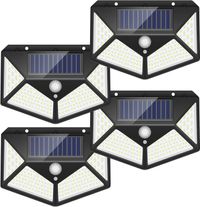 100 LED Outdoor Solar Lights Waterproof & 3 Lighting Modes 4-Pack Combo for Garage Roof & Basement - Brighten Your Spaces with Eco-Friendly Power!"