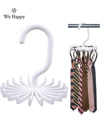 Tie Holder Belt Hanger with Rotating 20 Hooks Durable Scarf and Accessories Organizer White