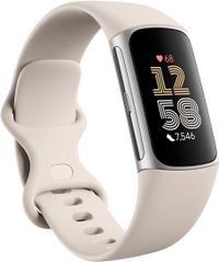 Fitbit GA05185-NA Charge 6 Fitness Tracker with Google apps Heart Rate on Exercise Equipment GPS Health Tools and More Porcelain - Silver