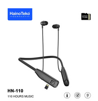 Haino Teko Germany HN110 Bluetooth Neck Band Earphone 110 Hours Music With High Bass Sound Quality Super Clear Mic and Support TF Card, Black