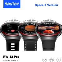 Haino Teko Germany RW32 Pro Space X Edition Round Shape Curved AMOLED Display Smart Watch With 3 Pair Straps, Tasbeeh, 5 Time Pray Alarm and Wireless Charger  - Black