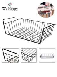 Under Shelf Storage Basket Rack 44 cm Wire Rack Slides Under Shelves For Kitchen Wardrobe Freezer Pantry Laundry Room and Under The Table Easy to Install, Black