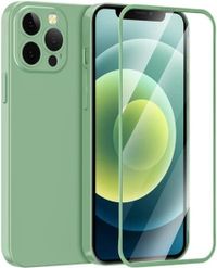 جراب Green Lion لهاتف iPhone 13 Pro Max - جراب Carsaca Plus 360 مع زجاج عالي الدقة عادي - مقاوم للصدمات - غطاء خلفي محمي من الصدمات بالكامل لهاتف iPhone 13 Pro Max 6.7"apple - أخضر فاتح