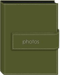 Pioneer Photo Albums 208 Pocket Sewn Leatherette Cover Album with Embroidery Trim Strap Closure for 4 by 6-Inch Prints, Sage