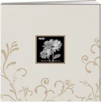 Pioneer MB10CES-W 12" X 12" Scroll Embroidery Fabric Postbound Memorybook With Window, Ivory