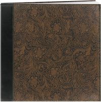 Pioneer 12 Inch by 12 Inch Postbound Embossed Sewn Leatherette Cover Memory Book - Gold