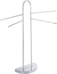 WENKO, Cosenza Towel Stand, Stainless Steel, Free Standing Home and Bathroom Rack, Multifunctional Clothes Dryer & Organizer, 33x93.5x48cm, Chrome