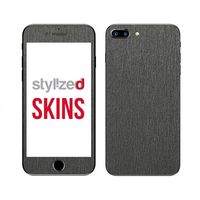 Stylizedd Premium Vinyl Skin Decal Body Wrap for Apple iPhone 8 Plus - Brushed Steel ( Black ) - One Size