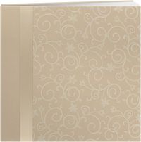 Pioneer MB10SR-W 12-Inch by 12-Inch Scroll Embroidery Fabric Postbound Album with Ribbon/Off white/12 x 12 Inch