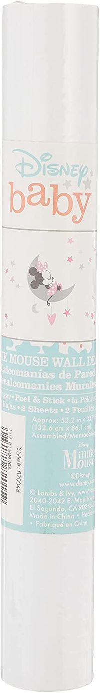 Lambs & Ivy Disney Baby Minnie Mouse Celestial Wall Decals, Pink/Gray/132.6 x 0.1 x 86.1 cm