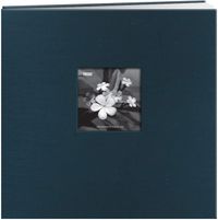 Pioneer 12-Inch by 12-Inch Silk Postbound Album with Photo Window, Blue/12x12 Inch/Blue