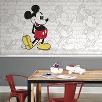 RoomMates JL1404M Mickey Mouse - Classic Mickey Water Activated Removable Wallpaper Mural - 10.5 ft. x 6 ft.