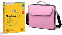 Laptop bag, Datazone shoulder bag 14.1 inch Pink with Norton N360 Deluxe 25GB cloud storage AR 1 user 3 Device.