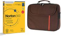 Laptop bag, Datazone shoulder bag 15.6 inch Brown with Norton N360 Deluxe 50 GB PC cloud backup AR 1 user 3+2 Device.