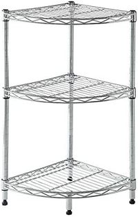 Cameltough - Corner Wire Rack 3 Shelf Chrome - 35 x 70 x 35 cm - HTC-WR610 35 x 70 x 35 cm silver