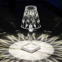 Acceptable 10" LED Acrylic Crystal Table lamp, Modern Style Diamond lamp, 3-Way Color Mode dimmable, Nightstand Decorative Lamp for Bedroom, Living Room