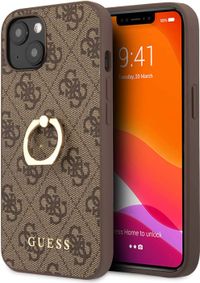 Guess Pu Leather 4G Case With Ring Stand For Iphone 13 Mini (5.4 Inches) - Brown