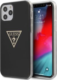 Guess PC/TPU Metallic Triangle Hard Case for iPhone 12/12 Pro (6.1") - Black