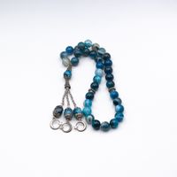 Tasbih Natural Crystal Blue Agate Prayer Beads (10mm – 33 beads) Misbaha