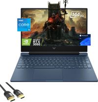 HP Victus Gaming Laptop, 15.6" FHD Display, 12th Gen 8-Core i5 12450H (Up to 4.40 GHz), GeForce RTX 3050, 16GB RAM, 1TB PCle 4.0, Backlit KB, Keypad, WiFi 6, RJ45, USB-C, PDG HDMI Cable, Win 11 Pro - Performance Blue