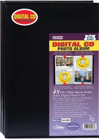 ألبوم صور Pioneer Photo البومات 48 جيبًا من الجلد الأوروبي المربوط بصور CD، أسود