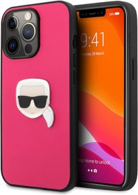 Karl Lagerfeld PU Leather Case Karl Head Metal Logo For iPhone 13 Pro (6.1") - Pink