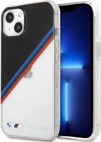 BMW Motorsport Collection PC/TPU Hard Case Diagonal Tricolor Black Corner For iPhone 13 (6.1") - Transprent