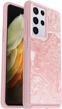 Otterbox Symmetry Clear Series Case For Galaxy S21 Ultra 5G (Only - Does Not Fit Non-Plus Or Plus Sizes) - Shell Shocked (Pink Interference/Iridescent Pink/Shell-Shocked Graphic)