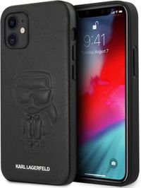 CG Mobile Karl Lagerfeld PU Leather Case Ikonik Outline Embossed and Metal Logo for Apple iPhone 12 Mini (5.4") - Black