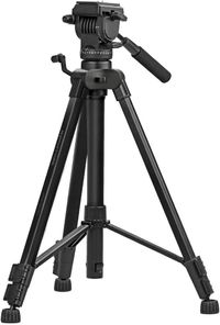 Promate Camera Tripod, Professional Aluminum 170cm Tripod with 3 Way Pan head, Quick Release Plate, 5KG Load Capacity, Bubble Level for Canon, Nikon, DSLR Camera, Video Camcorder, Precise-170